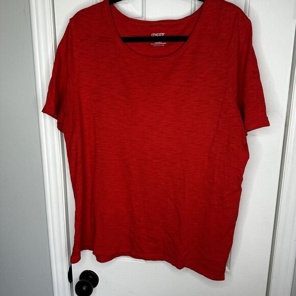 Chico's the Ultimate Tee Women's 3 XL Bright Red Top Lux Quality Pullover Shirt - Picture 1 of 7